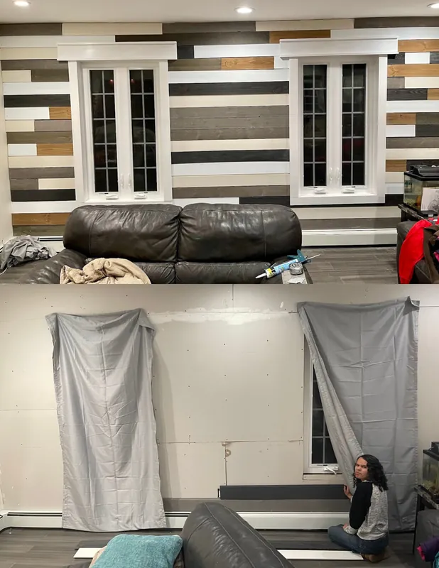 Before and after photo: The Ball Accent Wall — Accent Wall project in Central Arkansas by Beams & Dreams Painting