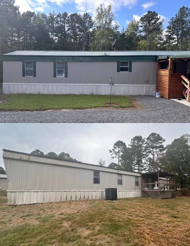 Before and after photo: Higden House Paint & Pressure Wash — Exterior Painting project in Higden, AR by Beams & Dreams Painting